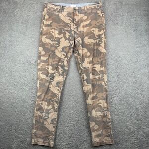 Mutual Weave Mens Camo Chino Pants Brown Green Camouflage 34x34 Distressed